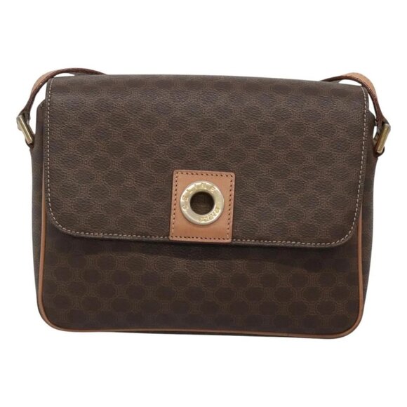 CELINE Macadam Canvas Shoulder Bag PVC Leather Brown Gold Auth 122540 - Picture 2 of 16